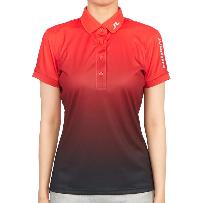 J.LINDEBERG Tour Tech Print Polo Gradient Logo Short Sleeve Polo Women Tops Red GWJT08086-G136