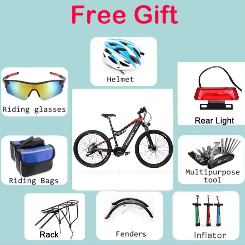 2026 New YG90Ebike 1000W 48V 17AH 27.5-inch Electric Bicycle Hydraulic Brake Mountain Electric Bicycle Full Suspension E-bike