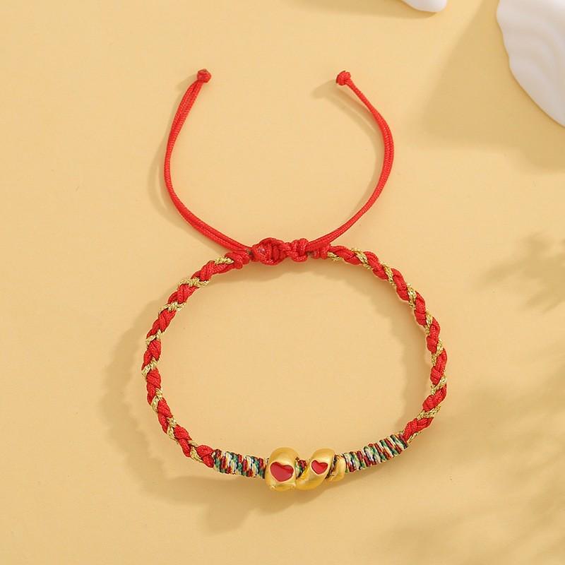 Chinesisches Tierkreiszeichen Rotes Schnur Sicherheitsverschluss Armband für Männer und Frauen - Handgeflochtenes Design
