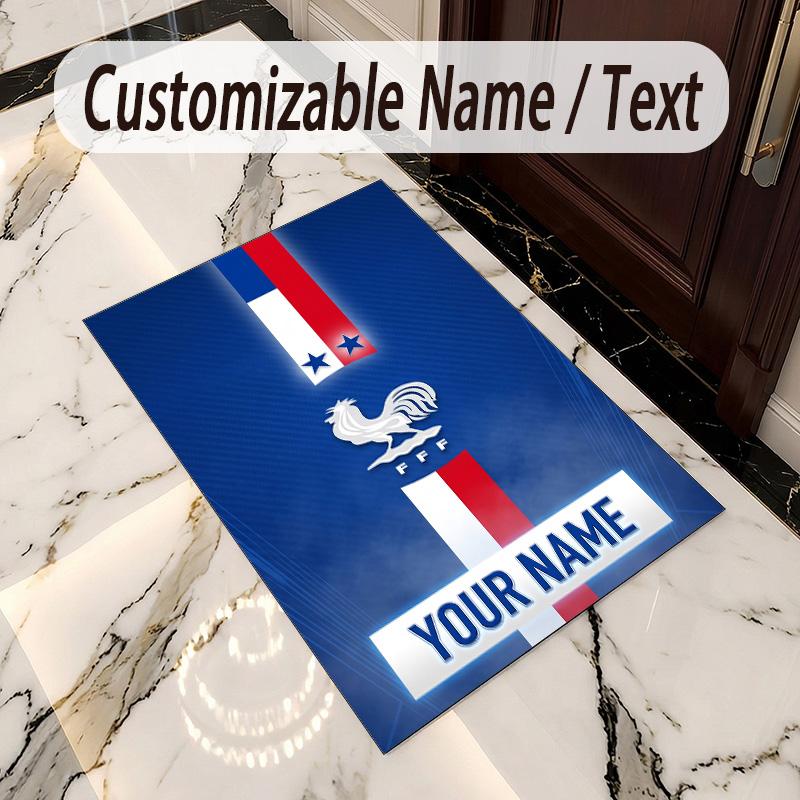 Crystal Velvet Rug France national football team Print Custom Name Text Floor Mat Home Decor