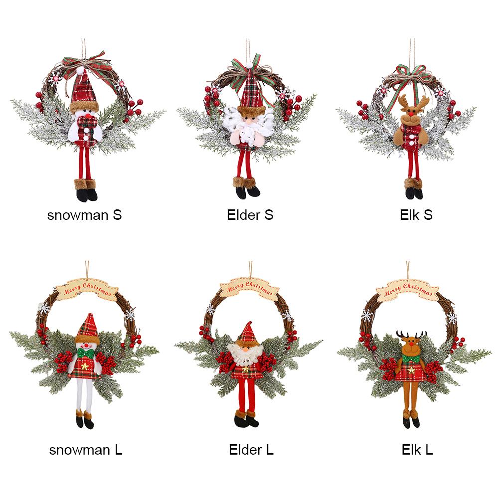 Christmas Wooden Hanging Garland Multifunctional Simulation Wreath with Bowknot Festival Theme for Holiday Indoor Outdoor Decor