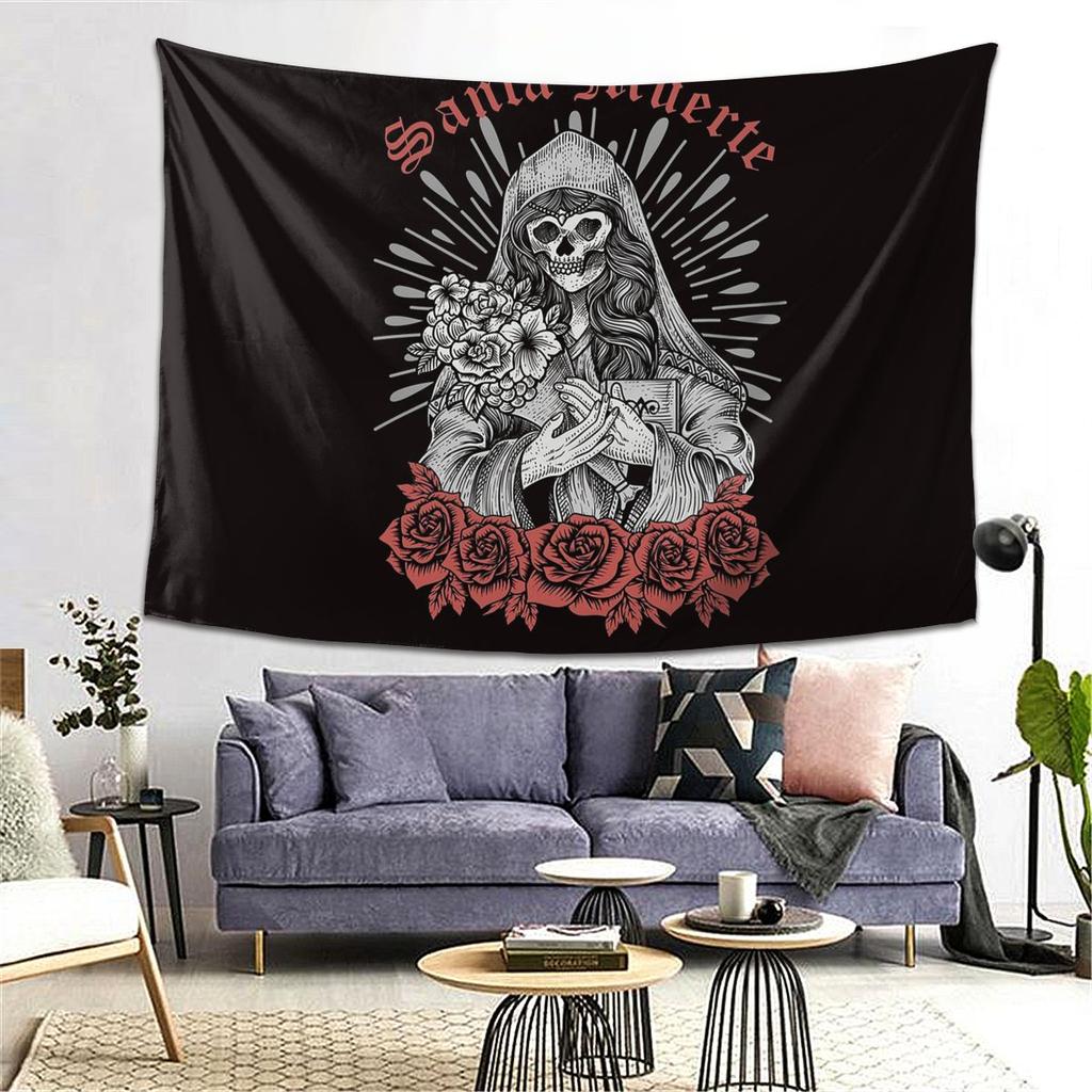 Santa Muerte Spanish Tapestry Decor Art Aesthetic Tapestries for Living Room Bedroom Home Wall Cloth Wall Hanging