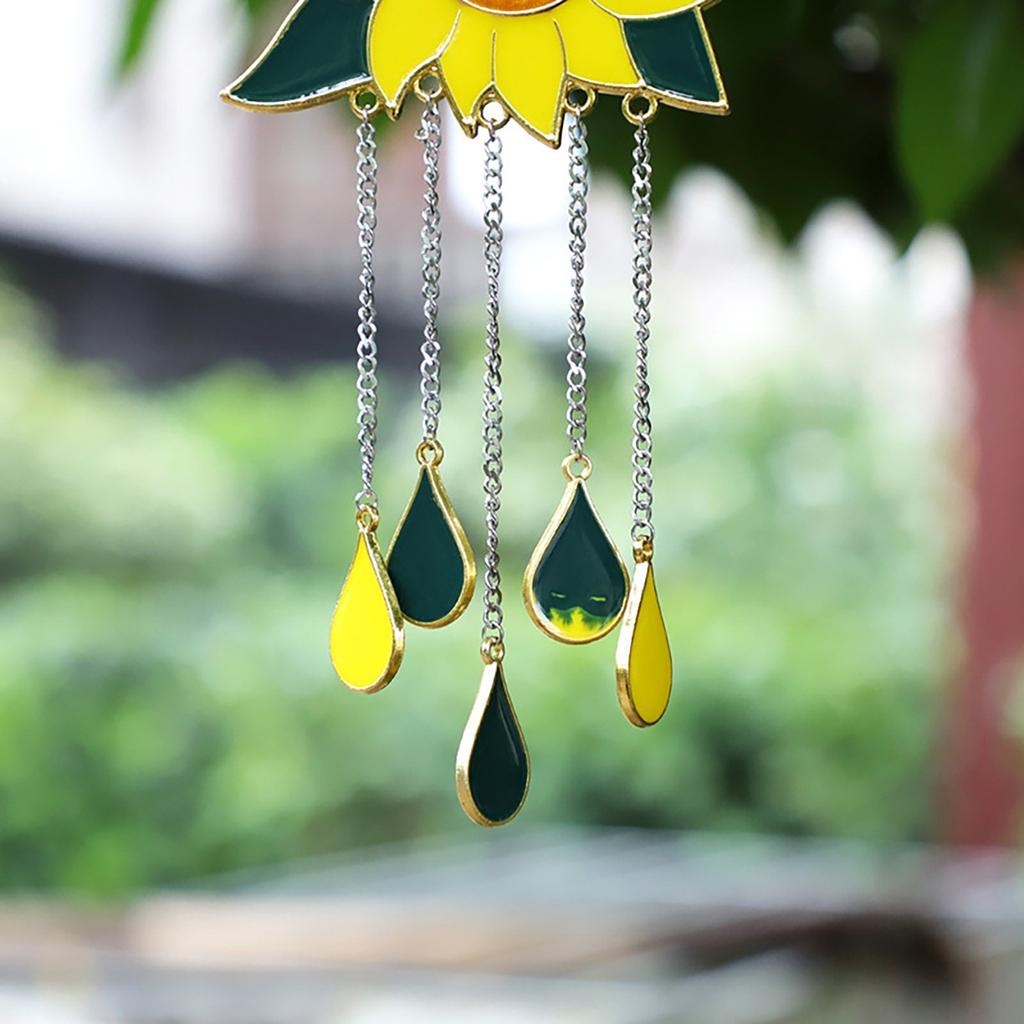 Indoor Ornaments Dripping Sunflower Pendant Alloy Flower Wind Chimes Pendant