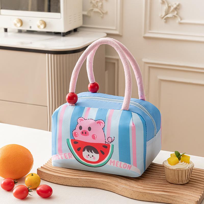 Fruit Pie Cartoon Lunch Bag Thickened Large Capacity Insulated Bag Student Work Lunch Bag Velvet Handheld Ice Bag