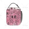 Pink Cute Evil Insulated Lunch Bags Portable Thermal Lunch Box Tote Bag with Side Pocket for Woman Girls Kids Work Picnic School