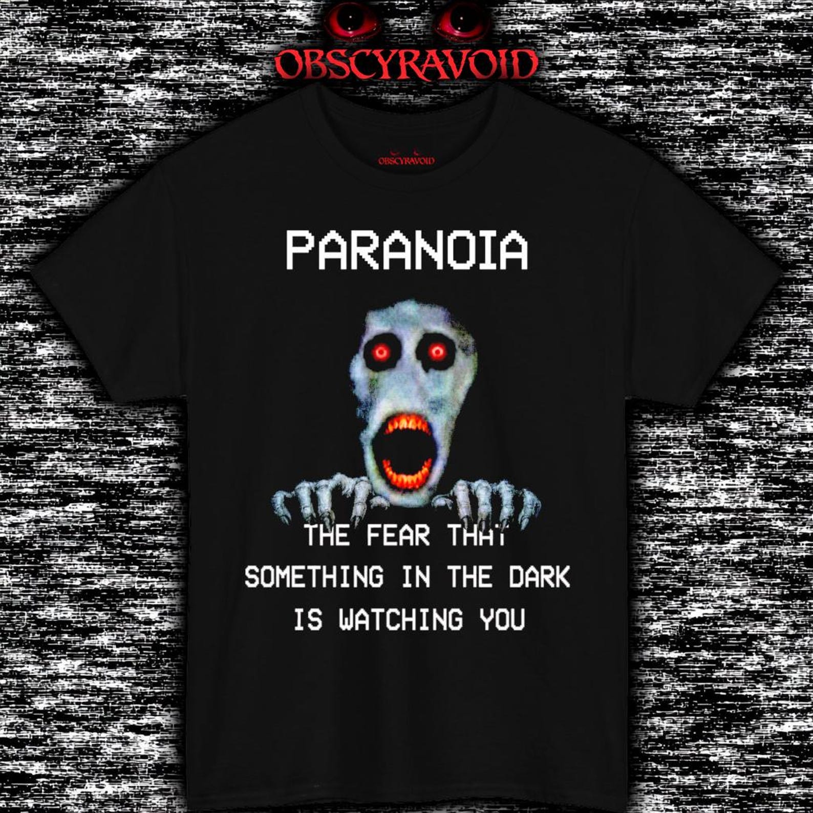 Paranoia T-Shirt Analog Horror Tee, Creepy Monster Shirt, Something in the Dark Is Watching You S