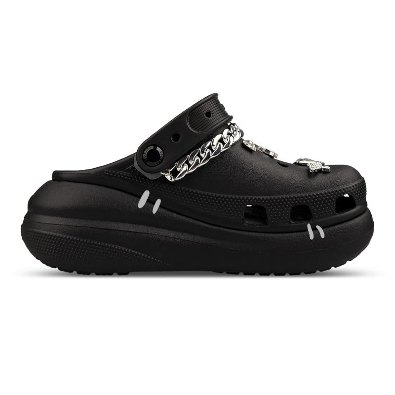 Crocs Crush Clog ZR Cool Cross Gothic Chain Love Hand-Painted Classic Versatile Hole Shoes Unisex Black