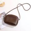 Retro women's simple soft pu leather small round bag solid color new style zip single-shoulder crossbody small bag daily handbag