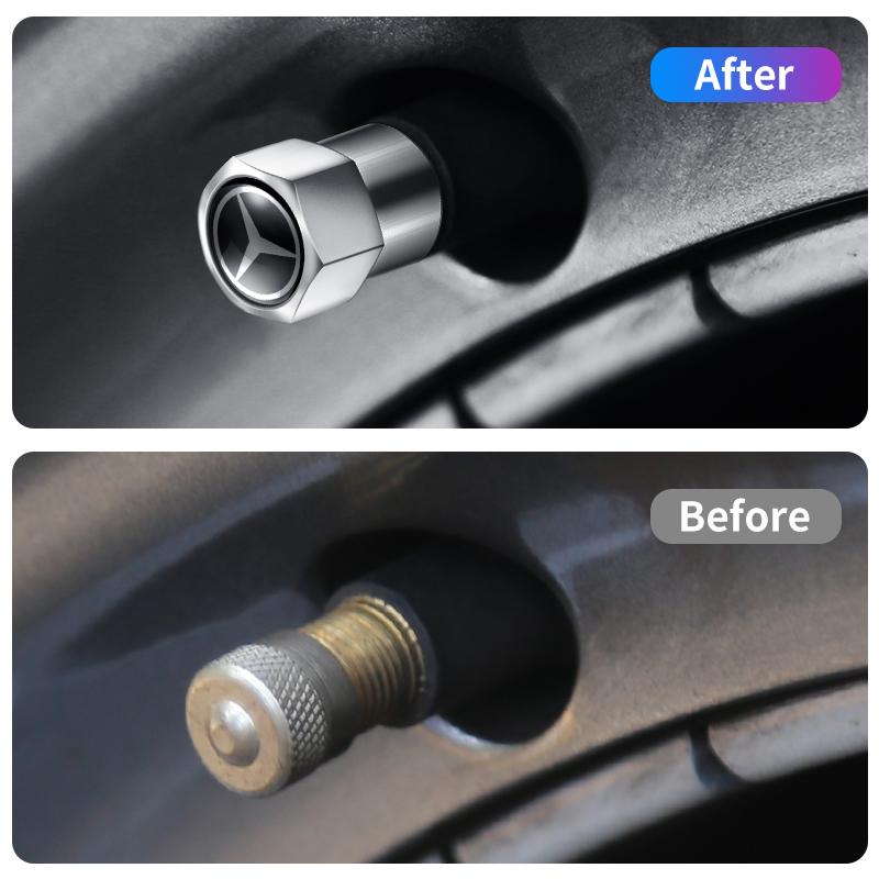 4PCS Car Wheel Tire Valves Tyre Stem Air Caps Cover For Mercedes Benz AMG W176 W202 W204 W205 W210 W211 W212 CLA CLK CLS GLA GLC