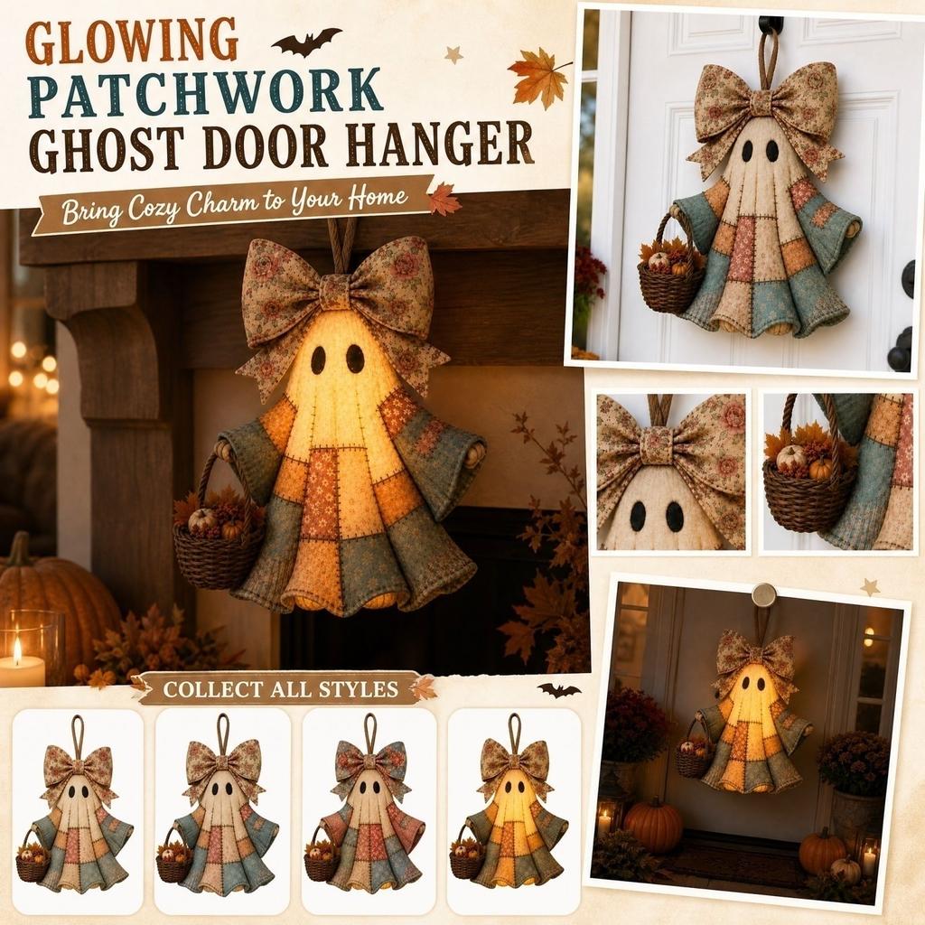 Lighted Vintage Patchwork Door Hanger Without battery, fabric door hanger