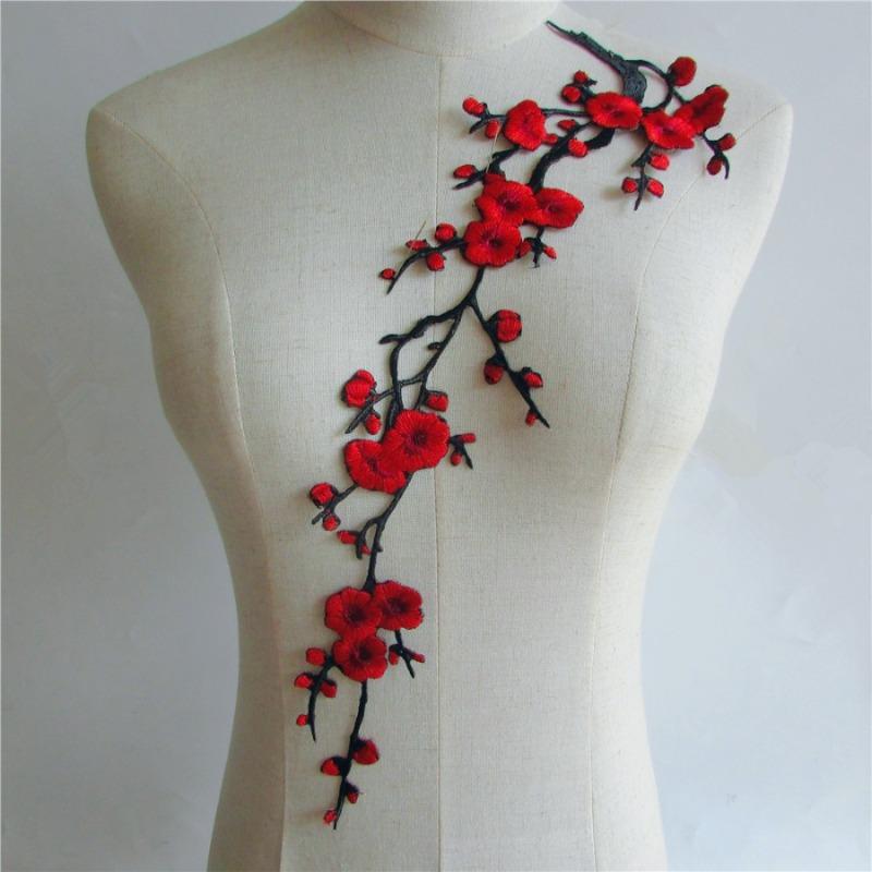 A Plum Embroidery Lace Lace Decal - Red Plum and White Plum DIY Lace Collar Clothing Accessories.