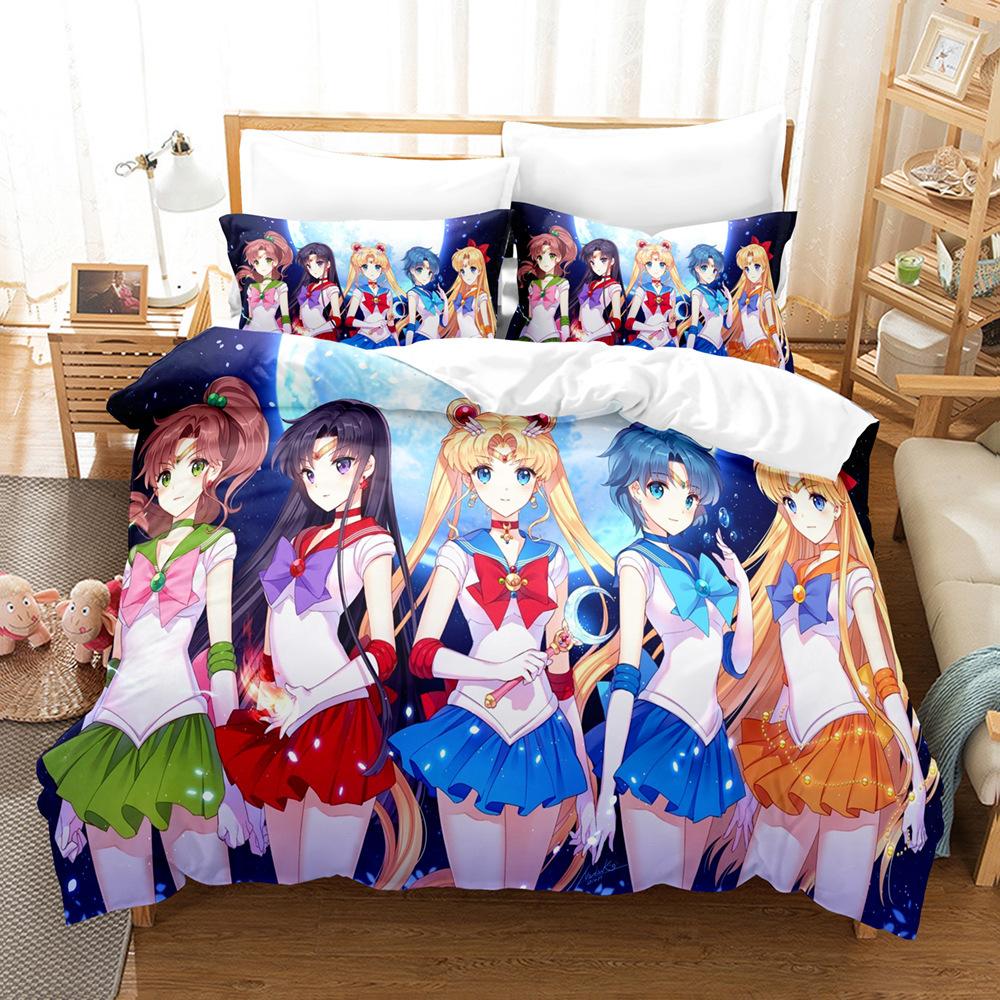 Sailor Moon Hare 3D Digital Printing Quilt Set Three-Piece Bedding