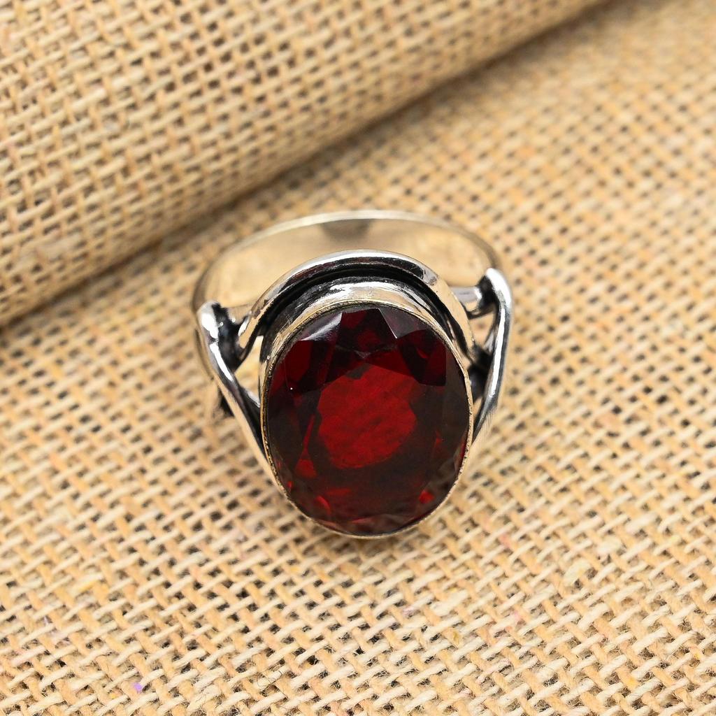 Roter Granat Edelstein 925 Sterling Silber handgefertigter Schmuckring für Hochzeitsgeschenk