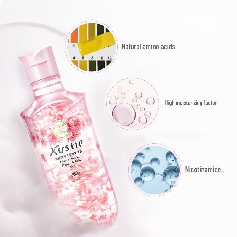 Kustie Upgraded Real Sakura Petal Shower Gel 3-Pack