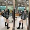 Cowhide Version~ Wide Tube Leather Shoes Thick-soled High Boots Women's Pile Boots Thick Heel Boots Knight Boots
