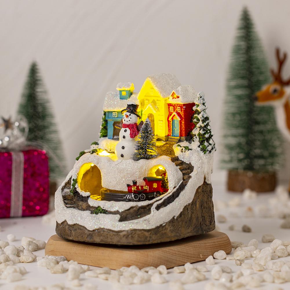 Christmas Ornaments with Music Musical Snow Globes Christmas Decor Festive Village Figurines with Rotating Home Decor