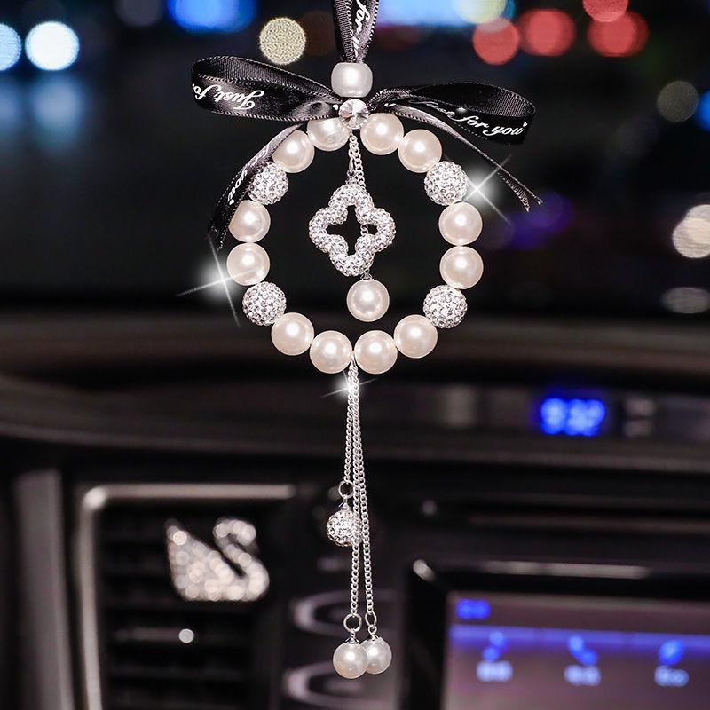 Car Pendant Pearl Pendant Car Rearview Mirror Loading Goddess Inlaid Diamond Pendant Special Supply