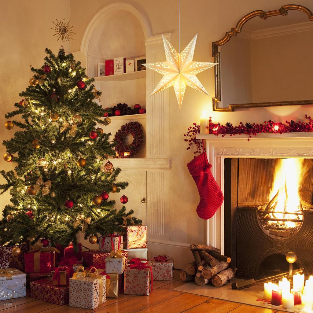 Star-Shaped Paper Lampshade, 45cm, White, Hollow Design, Hanging, Decorative Light Cover for Indoor and Outdoor Use