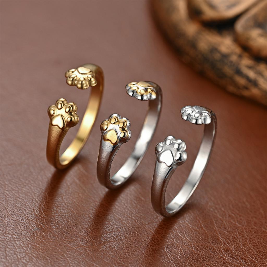 1Pc Stylish Cat Claw Opening Adjustable Cute Titanium Steel Ring
