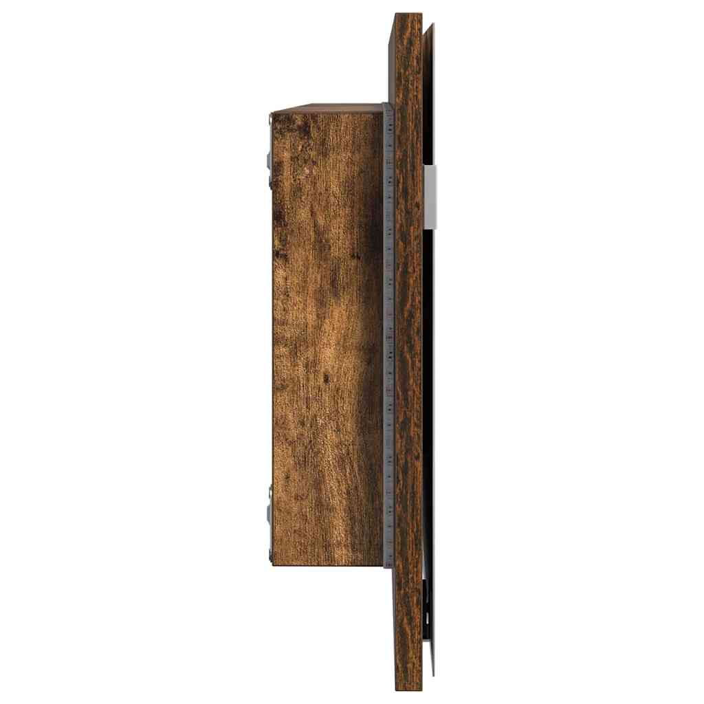 Wall Mounted Mirror in Brown 80 x 37 cm Glass and Engineered Wood