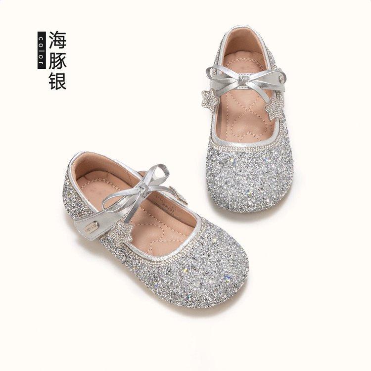 Girls Princess Shoes 2025 Spring New Children's Shoes Crystal Shoes Girls Small Leather Shoes Baby Casual Shoes Single Shoes