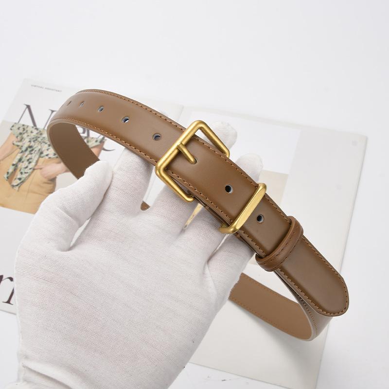

Hong Kong Style Belt for Women s Trendy Pin Buckle Genuine Leather Belt for Women Korean Style Cowhide Retro Casual Trousers Belt Simple 105cm
