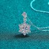 Sterling Snowflake Pendant Necklace Women Moissanite CZ Stone Cross Chain Elegant Layered