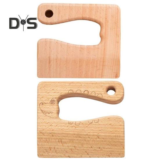 Kinder-Holzmesser, kindersicher, Gemüseschneider, pädagogisches Kochspielzeug, Rollenspielschneider für Kleinkinder, zum Schneiden und Kochen von Gemüse und Obst