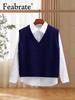 Women's V-Neck Knitted Vest Short Loose Fit Tank Top for Casual Everyday Wear