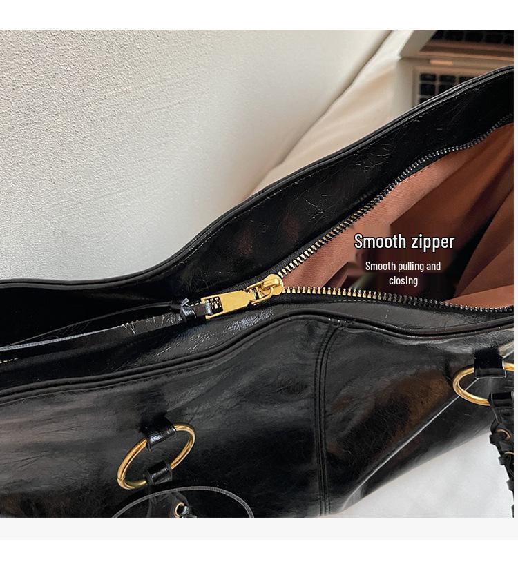 Damen Retro Schulter-Tote mit großem Fassungsvermögen - Europäischer & Amerikanischer Stil Vielseitige Handtasche mit Kordelzug