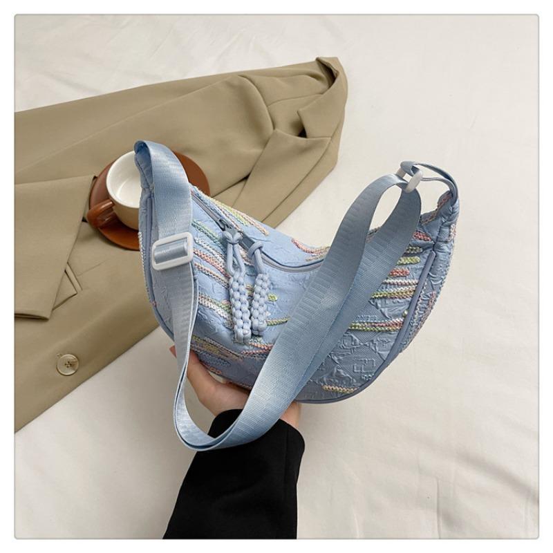 

New casual fanny pack versatile simple fashion breast bag niche design nylon cloth shoulder messenger bag one size fits all синий