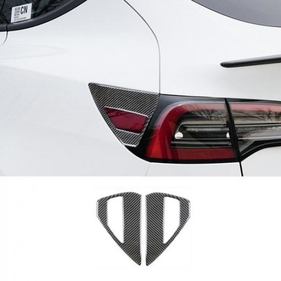 Luxury Carbon Fiber Car Rear Tail Charging Port Sticker For Tesla Model 3 Y 21