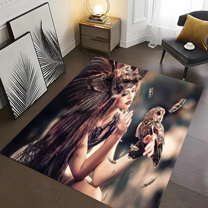 Cool Owl 3D Printing Carpet for Living Room Bedroom Hallway Alfombra Anti-slip Soft Area Rug Sofa Doormat Home Decoration Tapete