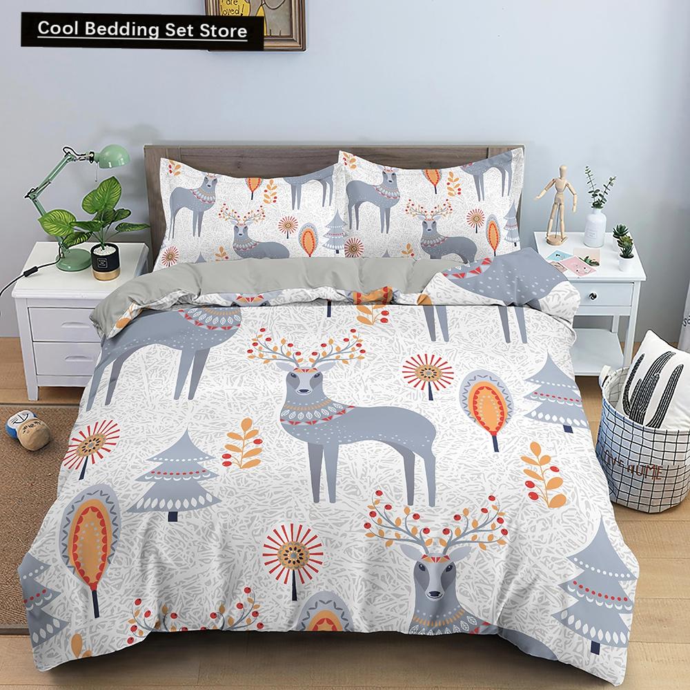 Merry Christmas King Queen Duvet Cover XMAS Bedding Set for Kid Santa Claus Quilt Cover Cartoon 2/3pcs Polyester Comforter Cover