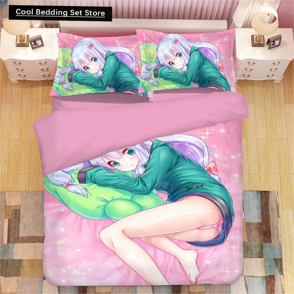 Kawaii Izumi Sagiri 3D Anime Druck Bettwäsche Set Bettbezüge Kissenbezüge Einteilige Bettdecke Bettwäschesets Bettwäsche Bettbezug