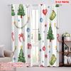 2pcs,2D Plane Printing Curtain Popular Christmas Tree Gift Snowflake Garland Polyester Fabric (without Rod) Gifts Ldeal for
