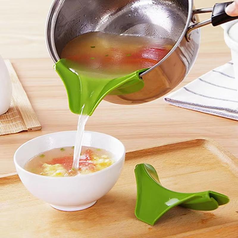 Anti-lek Siliconen Soepschenker Trechter Pan Pot Pannen Schalen Makkelijk Schenktuit Keukenaccessoire voor Kookolie, Azijn, Jus, Vloeistof
