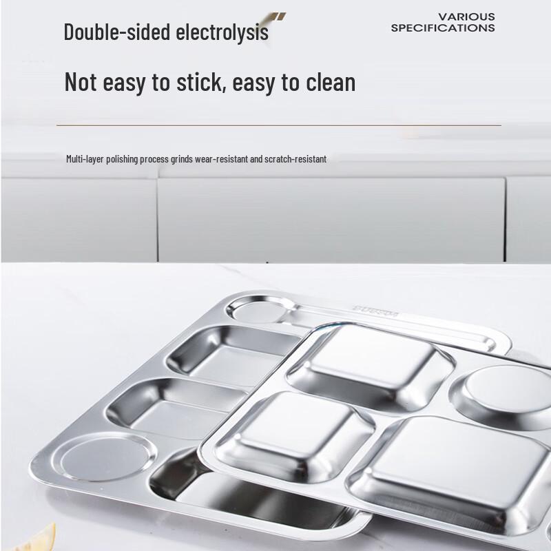LETGANT 304 Stainless Steel Large 5-Compartment Meal Tray