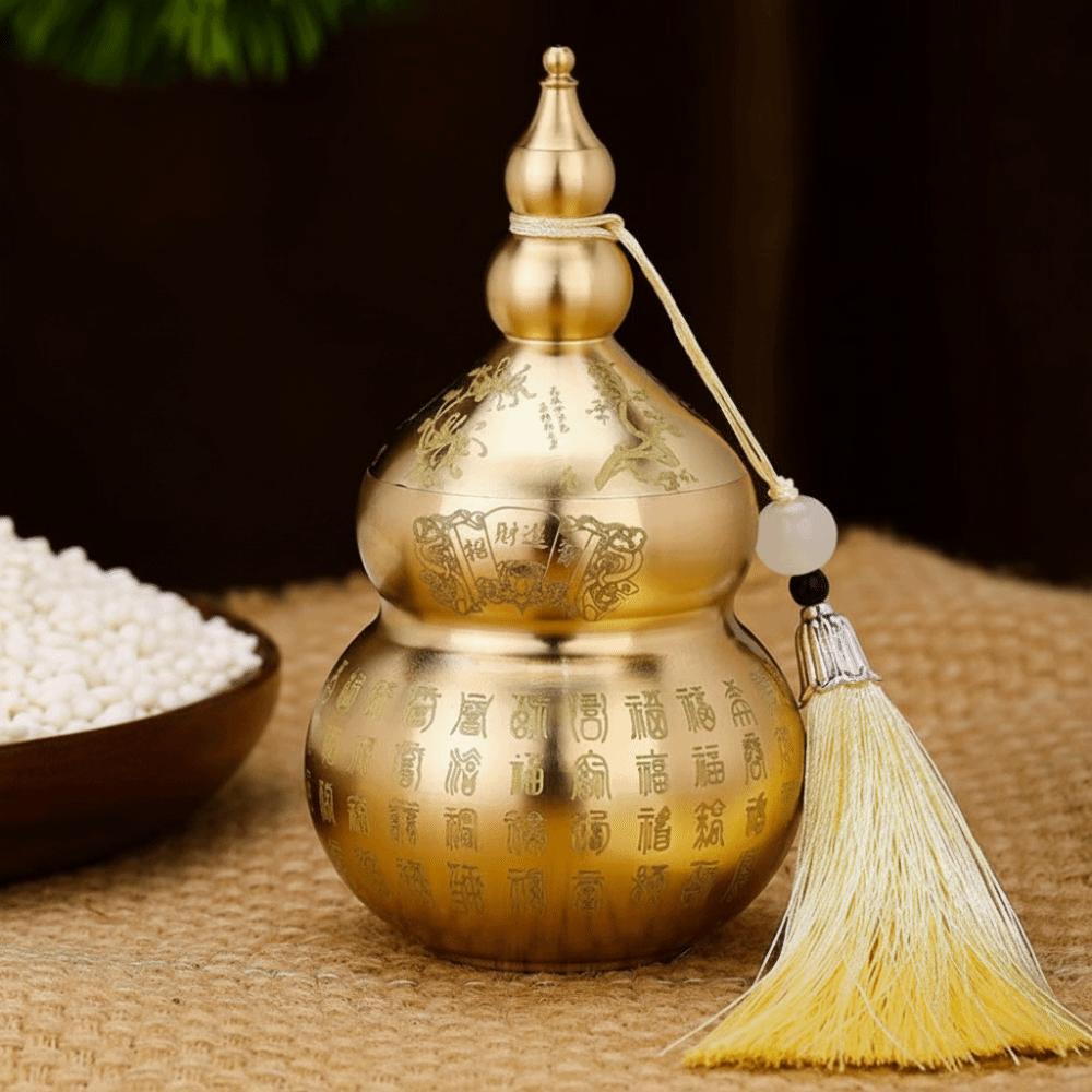 Mini Size Brass Feng Shui Gourd Chinese-Style Wealth-Bringing Gourd  Desktop Decoration