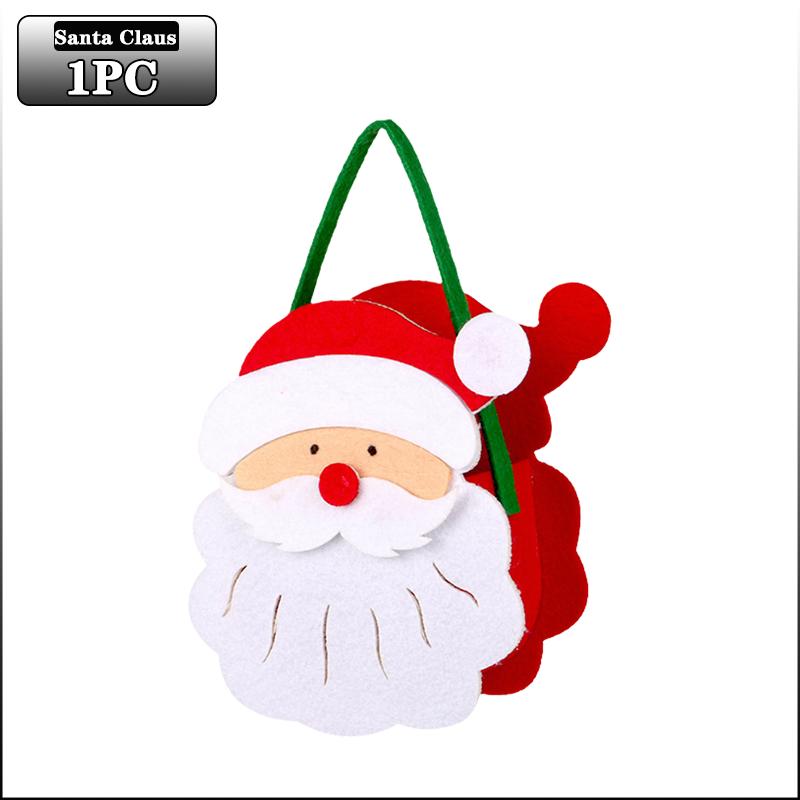 1-10PCS Christmas Felt Candy Bags Cartoon Apple Pouch Santa Sack Kids Gift Packaging Bag Xmas Tree Holiday Decoration