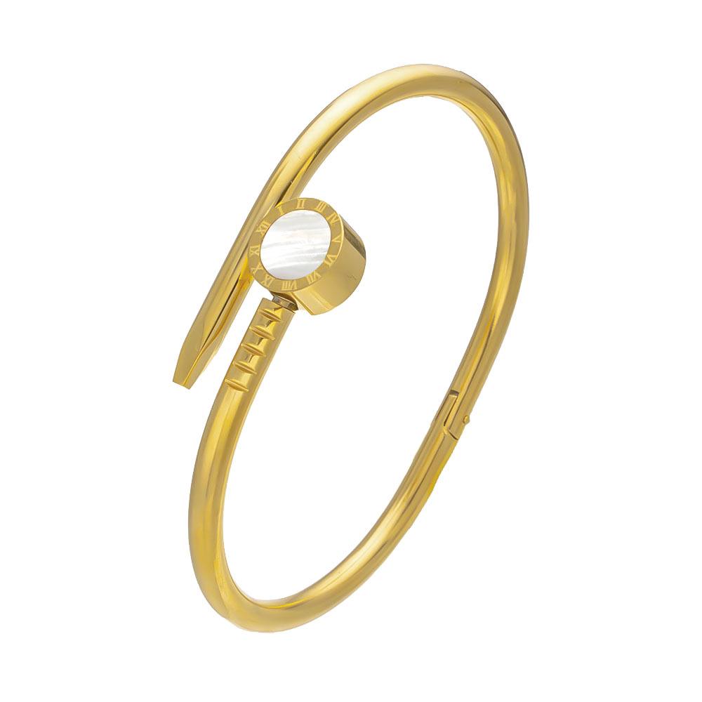 Roman Numeral Inlaid Stainless Steel Stone Bracelet - High-End Fashion Design