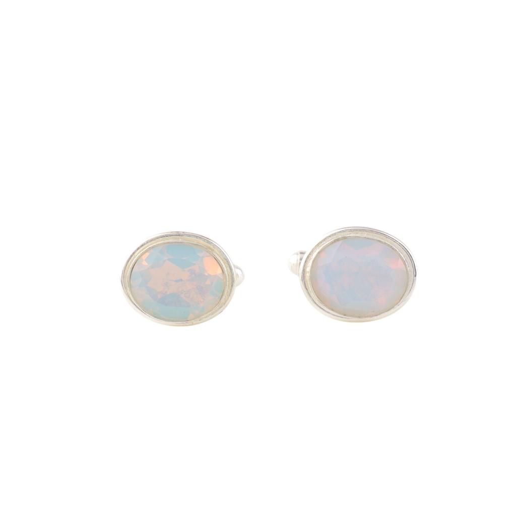 Milky Opal Gemstone 925 Sterling Silver Handmade Jewelry Men's Cufflinks 0.59" CL-2-20