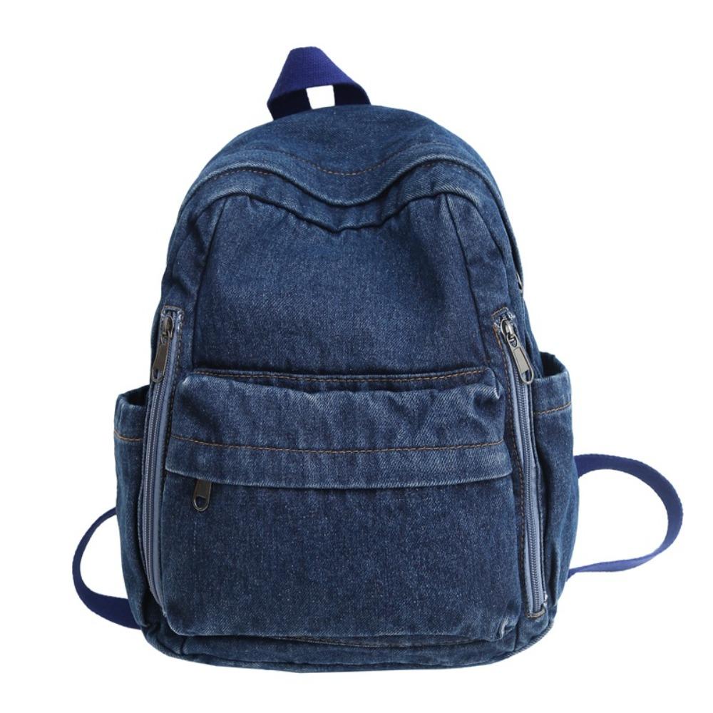 Street Style Vintage Handbag Japanese Style Solid Crossbody Bag Simple Denim Backpack  Outdoor
