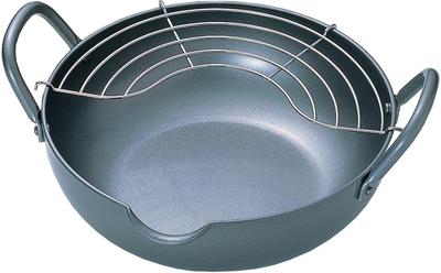 Tamahashi 22cm Iron Deep Induction and Gas with Made In Japan GT-22W Fryer, Compatible, Oil-Draining Rinse,