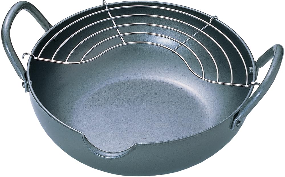 Tamahashi 22cm Iron Deep Induction and Gas with Made in Japan GT-22W Fryer, Compatible, Oil-Draining Rinse,