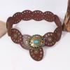 Vintage Women's Western Denim Belt Hollow Wide Round Cutout Waistband Round Belts