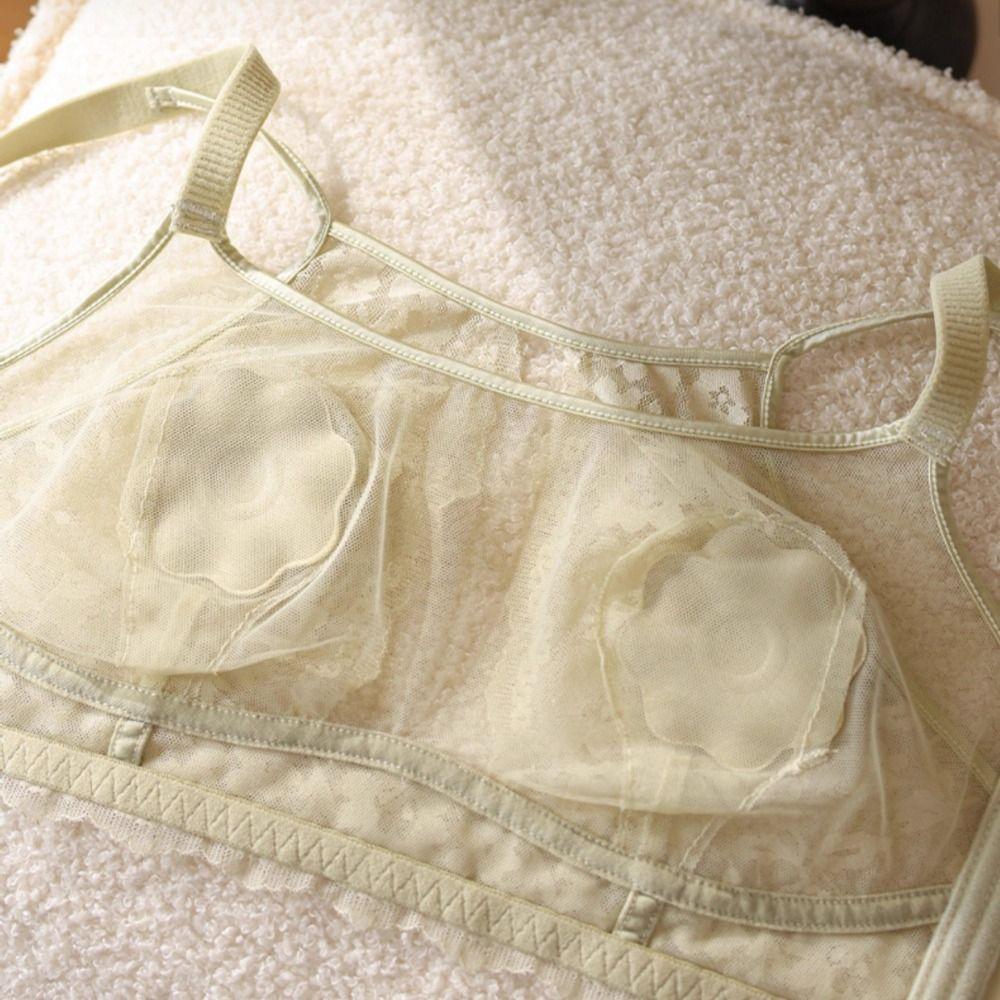 Anti-sagging Underwear for Women Shockproof Lace Thin Bra Comfortable Wireless Deep V Bra  Gifts