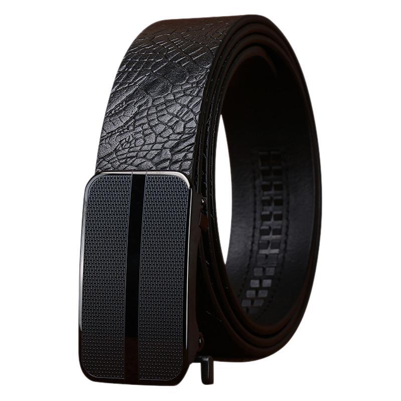 High-End Crocodile Pattern Stainless Steel Automatic Buckle Belt Men'S Leather First Layer Cowhide Business Casual Dress Pants Belt