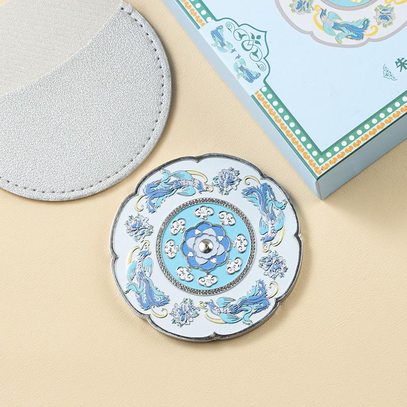Luxury Chinese Style Compact Mirror Gift Box – Portable Handheld Makeup Mirror for Touch-Ups, Perfect Bestie Gift