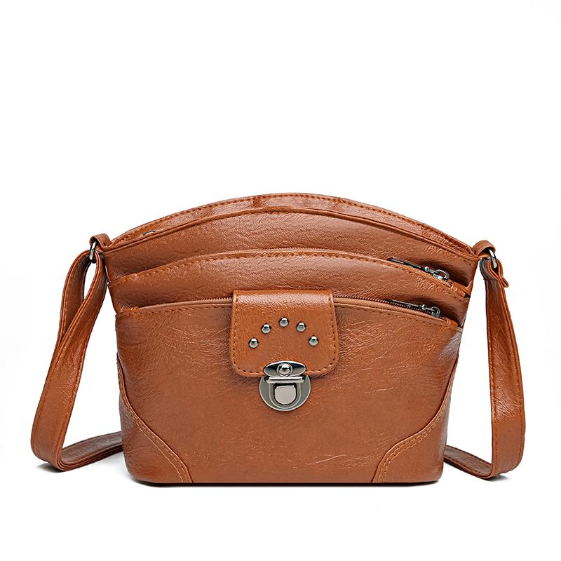 

Vintage Shoulder Bag Women Mobile Phone Bag Crossbody Bag Soft Leather Mother Bag коричневий